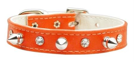 Mirage Pet Products Just The Basics Crystal and Spike Collars, 10-Inch, Orange