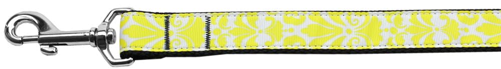 Pet Dog & Cat Nylon Leash, &quot;Damask&quot; *Available in 10 different colors!* Yellow 5/8&quot; w x 4 ft. leash