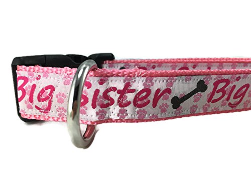 Sibling Dog Collar, Caninedesign, Brother, Sister, Quick Release Buckle, 1 Inch Wide, Adjustable, Nylon, Medium And Large (Big S