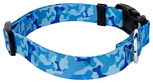 Country Brook Petz - Deluxe Blue Bone Camo Dog Collar - Made In The U.S.A., Camouflage Collection Featuring Rugged Designs (1 Inch, Large)