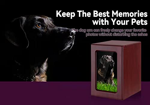 Urns For Dog, Pet Urns, Box For Dog Ashes, Pet Ashes Photo Box,Ash Box For Dogs, Dog Urns For Ashes Wood (Red M)