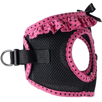 Doggie Design No Choke Dog Harness - Simple Step-In And Go Dog Vest For Small, Medium, And Large Breeds - Breathable Mesh Polyester Pet Harness - Hot Pink And Black Polka Dot - Xl
