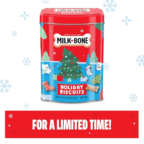 Milk-Bone Limited Edition Holiday Dog Treats, Small Biscuits, 24 Ounce Reusable Tin