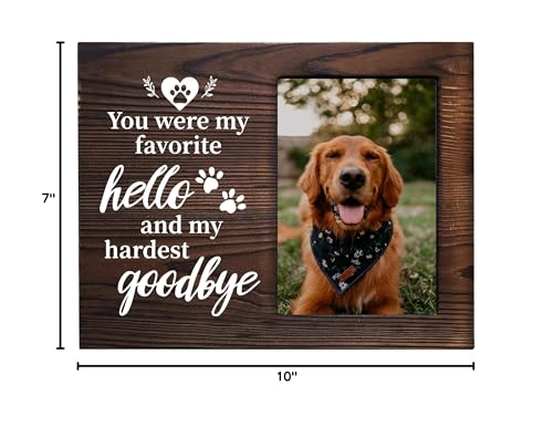 MayAvenue Pet Dog Memorial Wooden Picture Frame - You were My Favorite Hello and My Hardest Goodbye Pet Photo Frame for Dog owne