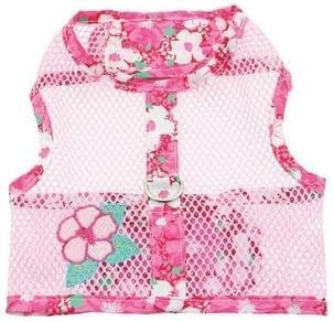 Cool Mesh Dog Harness - Dog Vest For Pets, Simple Step In And Go Design, Harness For Dogs With Leash, Hawaiian Hibiscus Pink, Sm