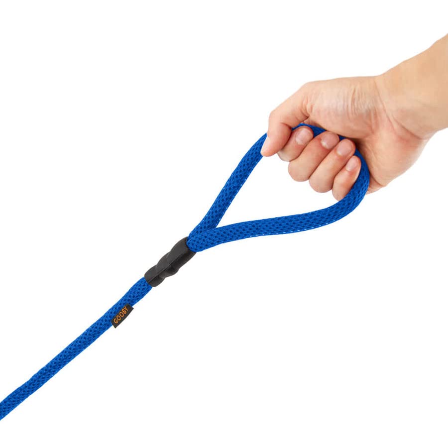 Gooby Mesh Leash - Blue, 4 Ft - Breathable Mesh 4 Foot Leash For Small Dogs With Bolt Snap Clasp - On The Go Dog Leashes For Small, Medium, And Large Dogs