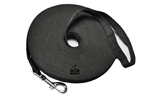 Downtown Pet Supply - Long Dog Leash - Dog Training Leash - Recall & Obedience Dog Training Tools - Nylon - 30 Ft - Black Dog Leash