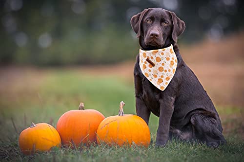 Lionheart Glory Dog Bandana 1 Pack Washable Soft Cotton Halloween Pumpkin Bibs Scarf, Adjustable Kerchief Square Dog Bandanas For Small Dogs