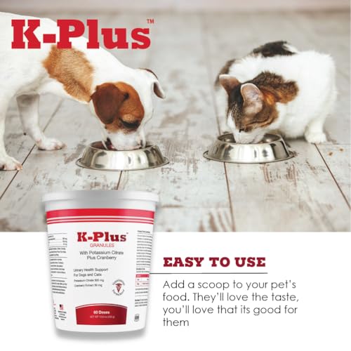 K-Plus Potassium Citrate Plus Cranberry Granules for Dogs and Cats - Veterinarian Approved UTI Remedy Granules - Supports Bladde