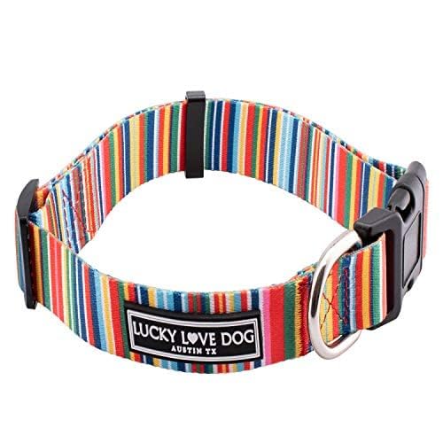 Lucky Love Dog Collar, Beautiful & Vivid Patterns, Rainbow Dog Collar For X-Large Dogs, Easy On & Off Clasp Accessory (Hippie, X