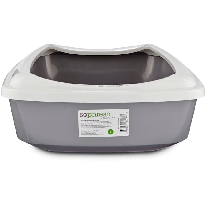So Phresh Gray Open Cat Litter Box Large 19.5' L X 14.8' W X 4.7' H