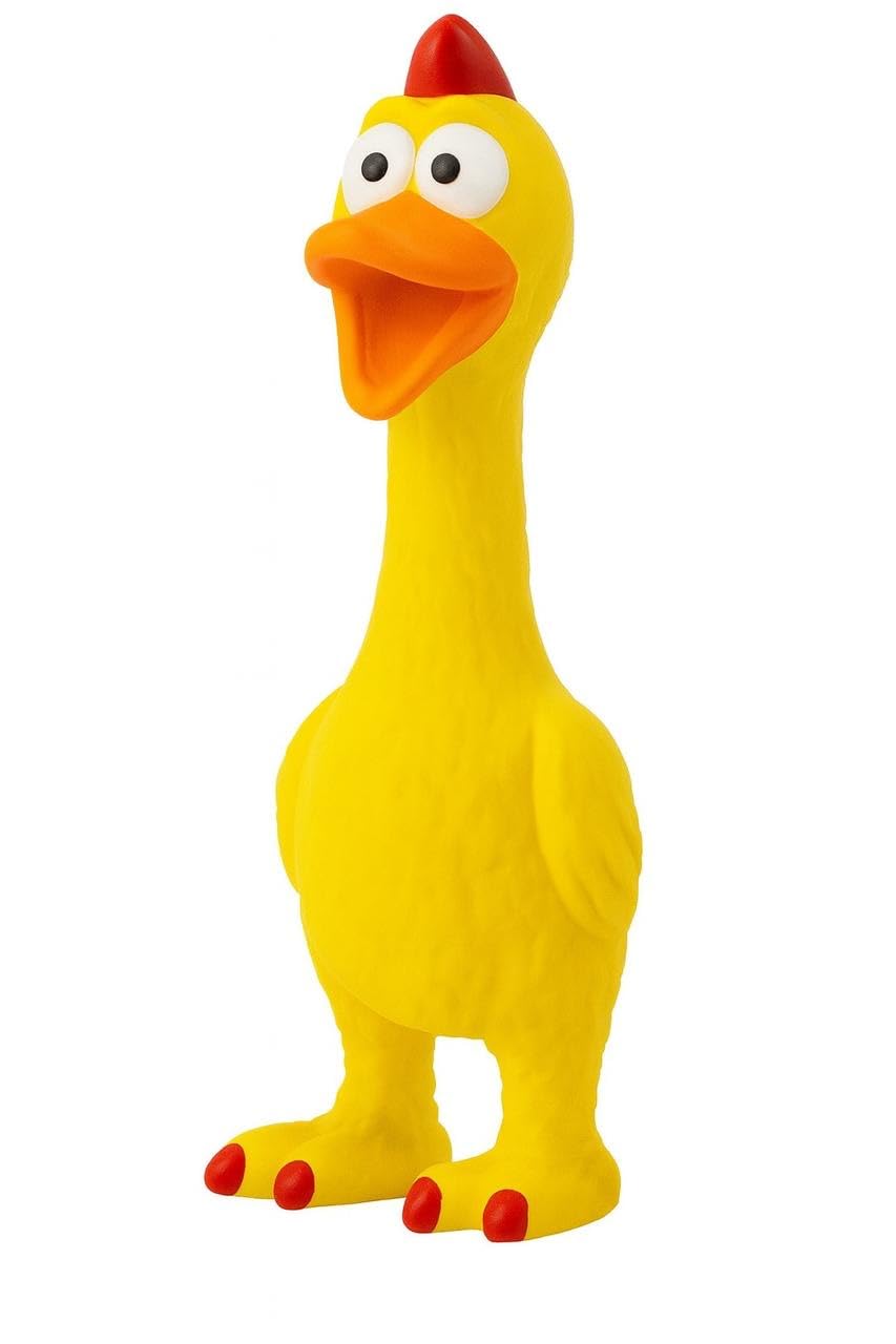 WAGGYTAILS Yellow Duck Squeaky Dog Toy  Durable Rubber Chew Toy for Small,Medium & Large Dogs  Interactive Cartoon Design, Non