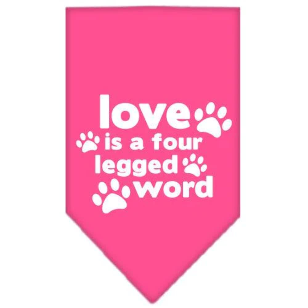 Mirage Pet Products Love is a 4 Leg Word Screen Print Bandana for Pets, Small, Navy Blue