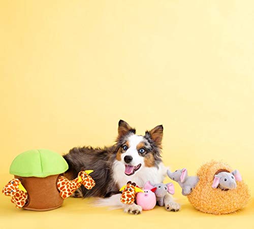 ZippyPaws Burrow, Zoo Friends Monkey 'n Banana - Interactive Dog Toys for Boredom - Hide and Seek Dog Toys, Colorful Squeaky Dog