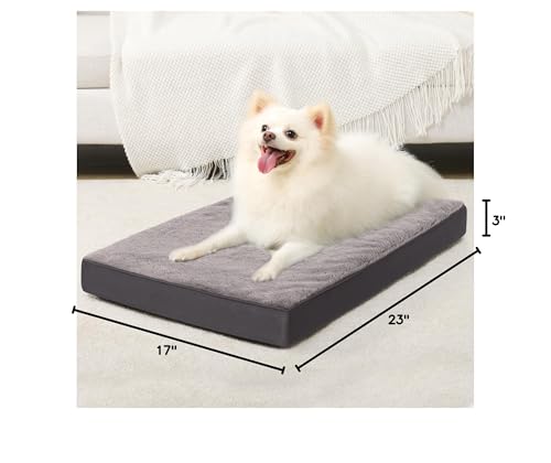Ksiia Orthopedic Crate Bed: Deluxe Plush Washable Dog Bed For Small Dogs With Egg Crate Foam & Removable Cover, 23 X 17 Inch, Dark Gray
