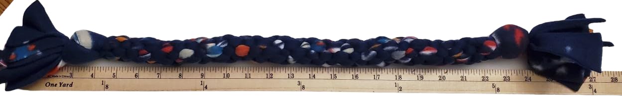 Dog Puppy Tug Pull Toy Rope Play Durable Interactive Entertaining Heavy Duty Fleece Square Braid by KNOTS SO FAST (Navy)