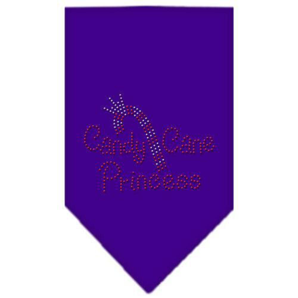 Christmas Pet and Dog Bandana Rhinestone, "Candy Cane Princess" Purple Small