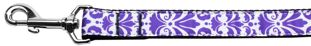 Pet Dog & Cat Nylon Leash, "Damask" *Available in 10 different colors!* Purple 3/8" w x 6 ft. leash