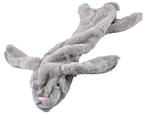 Jeffers Pet Thinnies Unstuffed No Squeaker W/Rope Dog Toy - 21 Plush Rabbit, Flat Stuffing Free Chew Toy For Small, Medium & L