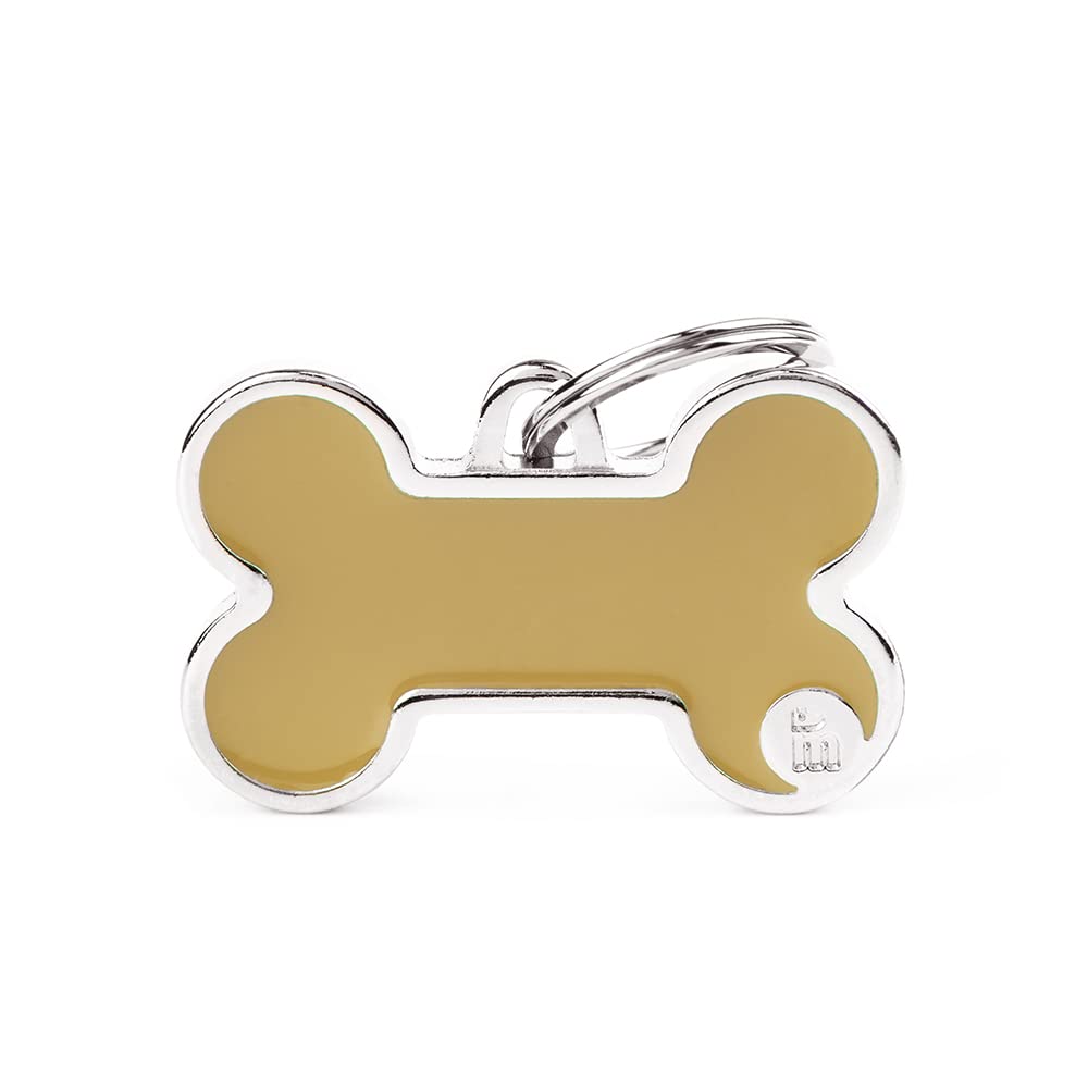 My Family Personalized Pet Id Tag Made In Italy, Large Brown Bone, Free Engraving, Hand Enamelled In Metal, Basic Handmade Colle