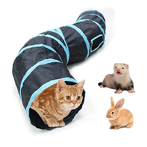 Bemodst S-Type Cat Tunnel, 2 Way/3 Way/4 Way/5 Way Collapsible S-Shape Small Animal Tubes Kitty Tunnels Interactive Maze House Toy With Storage Bag For Kitten Puppy Rabbit Guinea Pig … (2-Way)