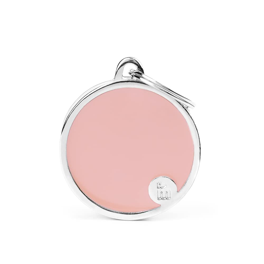 Myfamily Personalized Pet Id Tag Made In Italy, Large Rose Circle, Free Engraving, Hand Enamelled In Metal, Basic Handmade Colle