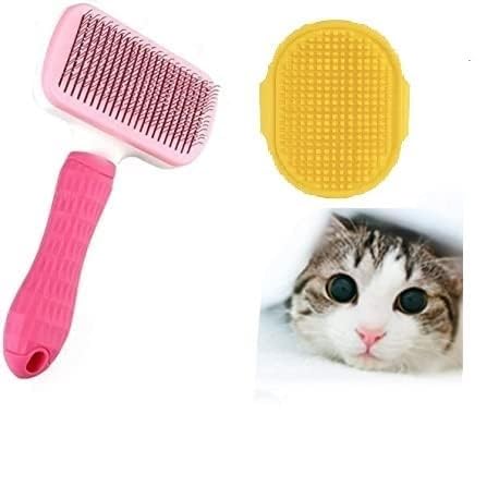 D&C PAWS Pet Grooming Slicker Brush with Free Cum Massager Brush for Long or Short Hair Gently Removes Loose Undercoat, Mats, Ta