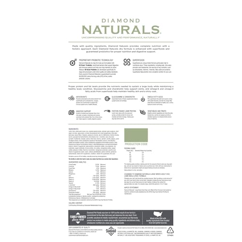 Diamond Naturals Large Breed Adult Dry Dog Food Lamb Meal and Rice Formula with Protein from Real Lamb, Probiotics and Essential