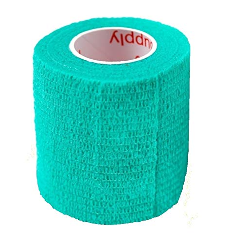 2 Inch Vet Wrap Tape Bulk (Teal) (Pack of 6) Self Adhesive Adherent Adhering Flex Bandage Grip Roll for Dog Cat Pet Horse