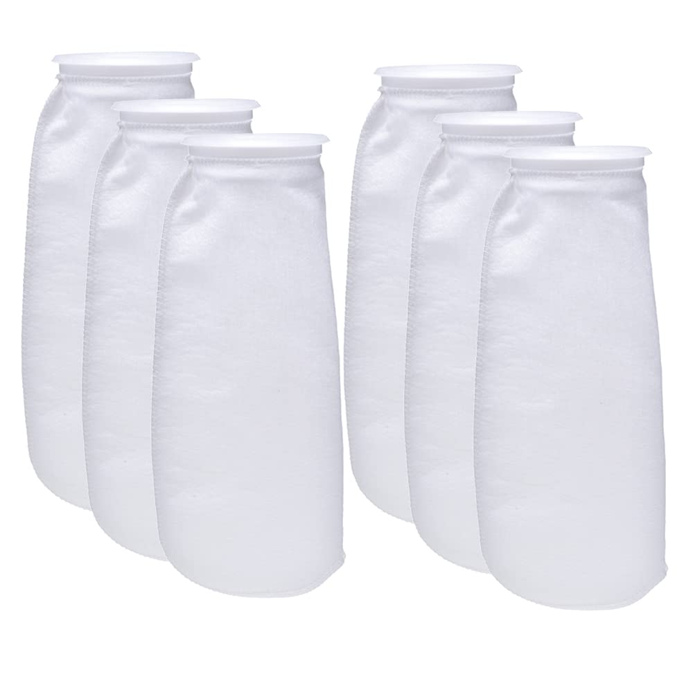 Alegi Aquarium Filter Socks 4 Inch By 14 Inch Long, 200 Micron - 4 Inch Ring Aquarium Felt Filter Bags 6Pack