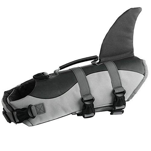 Haocoo Dog Life Jacket Vest Saver Safety Swimsuit Preserver With Reflective Stripes/Adjustable Belt Dogs (Shark, Large)