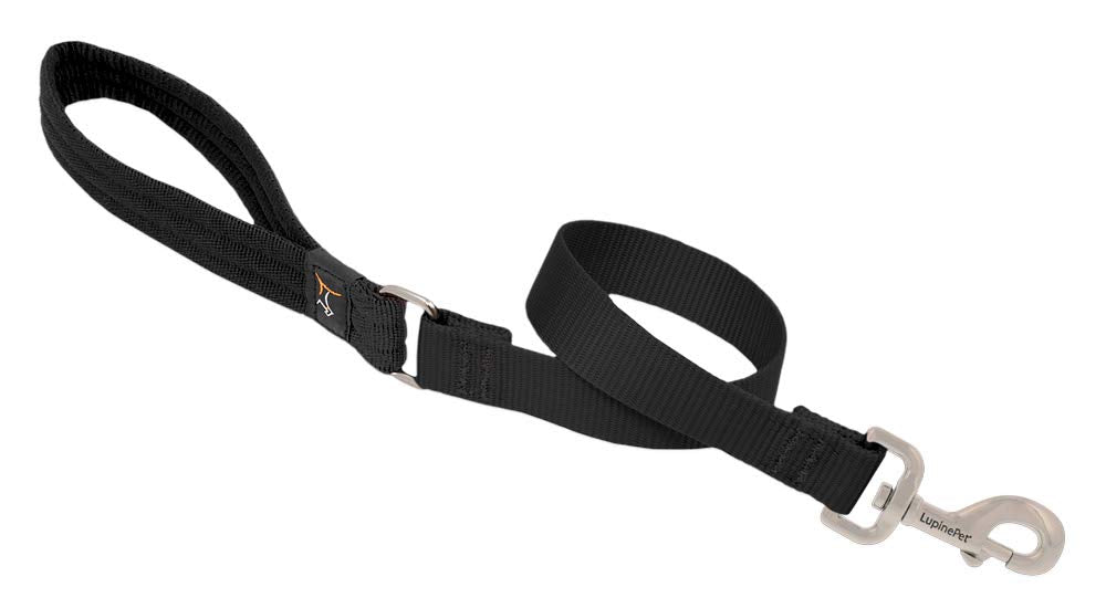 Traffic Leash By Lupine In 1' Wide Black 2-Foot Long With Padded Handle