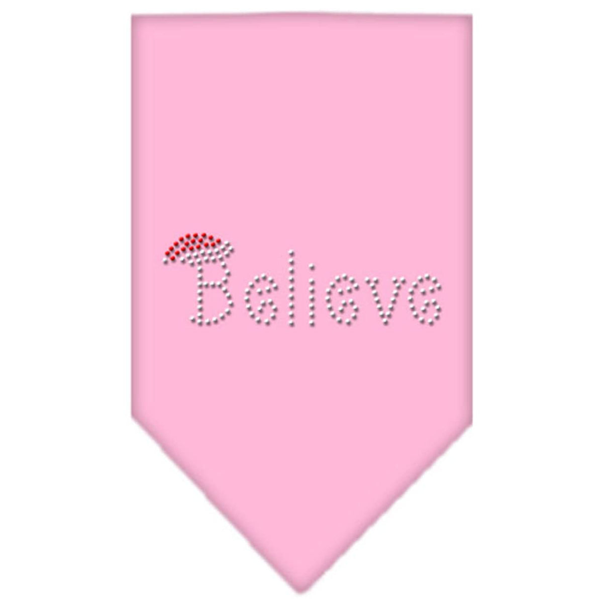 Christmas Pet and Dog Bandana Rhinestone, Believe Light Pink Small