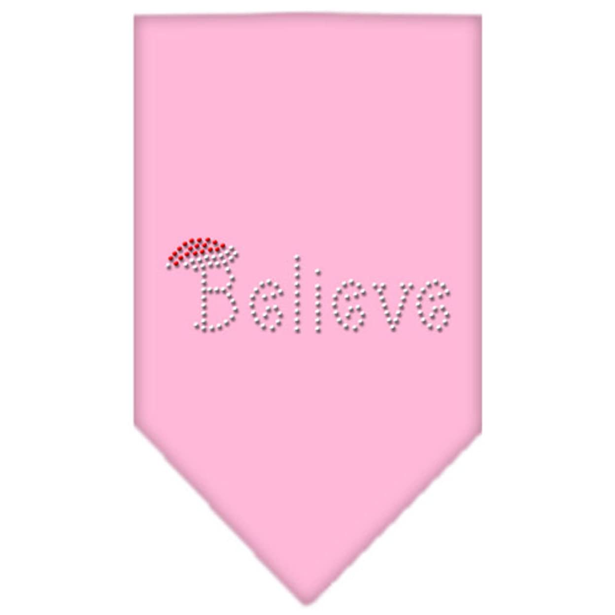 Christmas Pet and Dog Bandana Rhinestone, "Believe" Light Pink Large