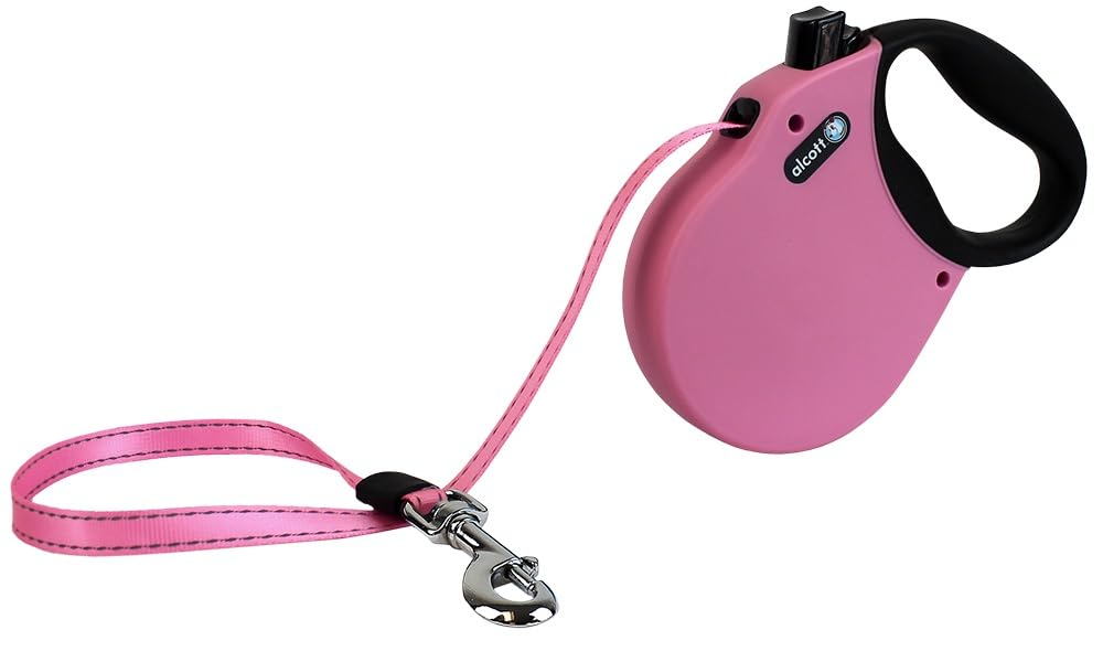 Alcott Adventure Retractable Reflective Belt Leash, Large, Pink
