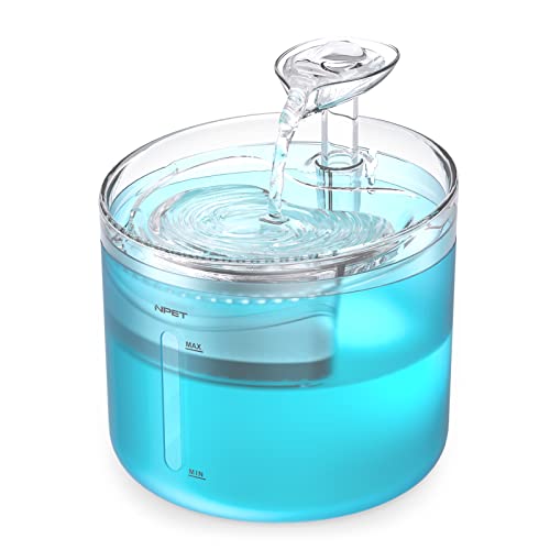 Npet Wf100 Cat Foutain, 54Oz/1.6L Automatic Pet Water Fountain Dog Water Dispenser With 2 Flow Modes, Bottom Suction Led Light Quiet Pump For For Cats & Small Dogs