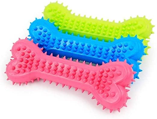 Woofy Dental Squeaky Spike Dotted Grind Bite Chewable Stick Toy For All Breeds Dogs & Puppies 1 Pcs Pack (Color As Per Availabil