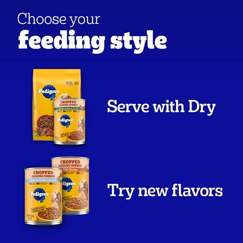 Pedigree Chopped Ground Dinner Adult Wet Dog Food Beef Bacon & Cheese Flavor, 22 oz. Cans (12 Count, Pack of 1)