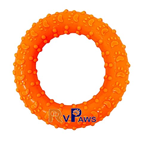 Rvpaws Paw Print Rubber Ring Chew Toy For Puppy & Small Breed Dogs 4.5 Inch