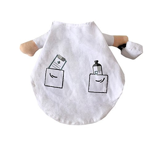 Mikayoo Pet Dog Cat Halloween Costume Doctor Nurse Costume Dog Jeans Clothes Cat Funny Apperal Outfit Uniform(Doctor,S)
