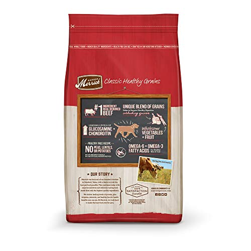 Merrick Healthy Grains Premium Adult Dry Dog Food, Wholesome And Natural Kibble With Beef And Brown Rice - 12.0 lb. Bag