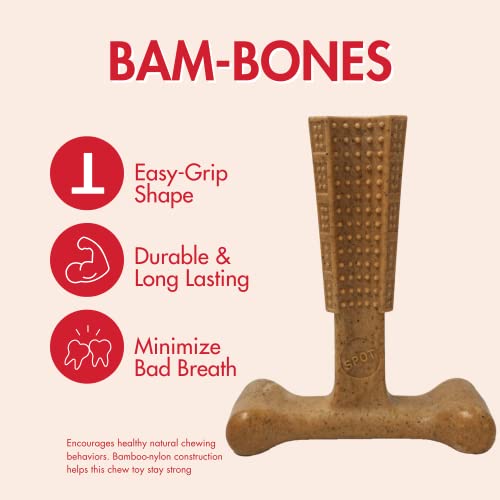 SPOT by Ethical Products 4 in Bambone Plus Easy Grip Peanut Butter, Beef & Chicken Dog Chew Bundle - Bamboo & Nylon Anti Anxiety