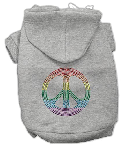 Mirage Pet Products Rhinestone Rainbow Peace Sign Hoodies, Size 14, Pink