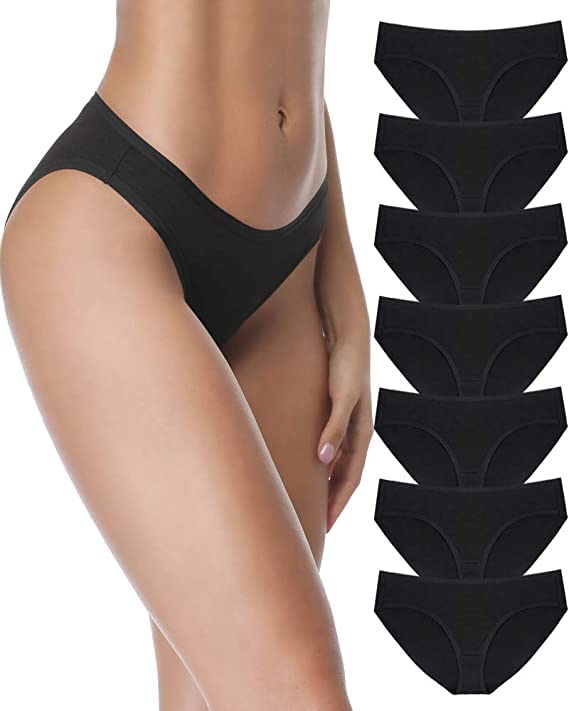 Simiya 7 Pack Womens Underwear Comfort Breathable Bikini Panties,X-Large Black
