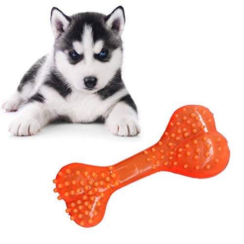 Psk Pet Mart 100% Non Toxic Rubber Flavoured Puppy Bone Toy Soft Spike Bone Chew Toy Teething Toy (Soft Spike Bone,Color May Var