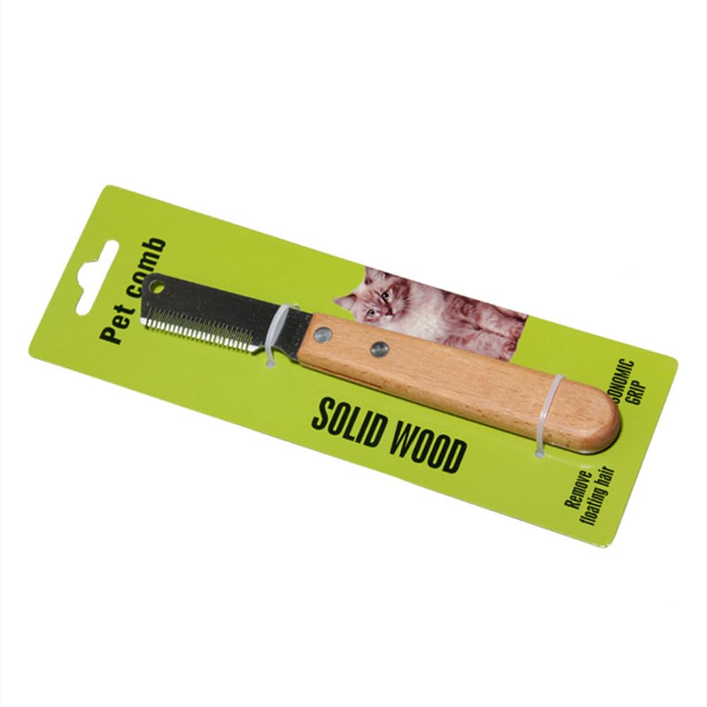 Pet Grooming Tool: Multifunction Remove Floating Hair Comb With Wood Handle For Cats And Dogs