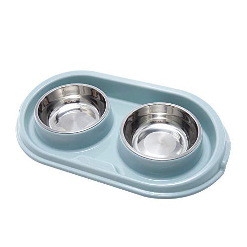 MXCELL Double Dog Cat Food Bowls, Stainless Steel Pet Bowls Dog Water Bowls with No-Spill and Non-Skid PP Station, Food Water Fe