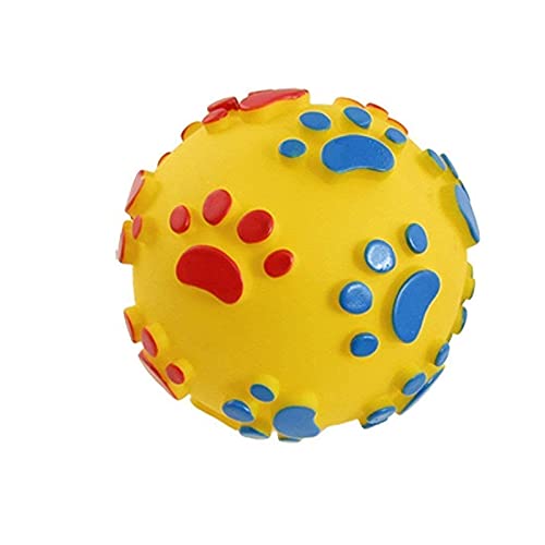 Pet Guard Paw Print Ball Toy Sound Squeaky Squeaker Dog Cat Chew Interactive Ball Squeak Playing Toy(1pcs)