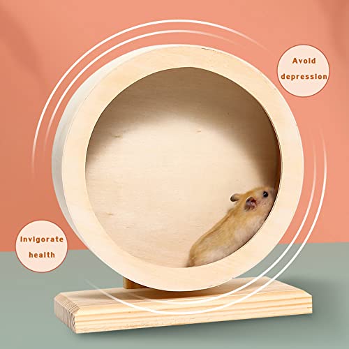 Antiai Hamster Wooden Silent Wheel, Small Animal Exercise Wheel Accessories, Quiet Spinner Hamster Running Wheels Toys For Hamsters,Guinea Pig, Gerbils, Mice And Other Small Pets,8.2' Medium Size