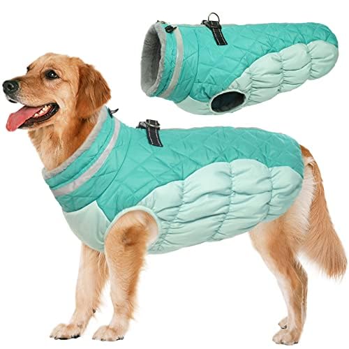 Lelepet Warm Winter Fleece Vest Jacket, Jacket With Harness And Turtleneck Zipper - Waterproof, Windproof, Reflective - Large Dogs, 35-85 Lbs